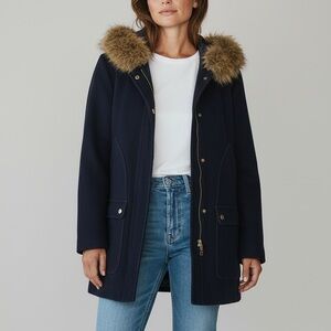 J Crew chateau vail parka navy blue 14 wool j.crew